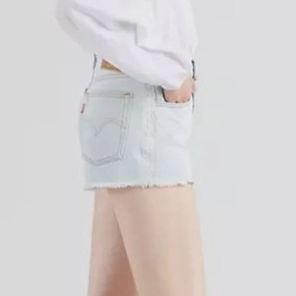 Levi's 501 Light Wash Embroidered Flower Detail Cut Off Shorts
